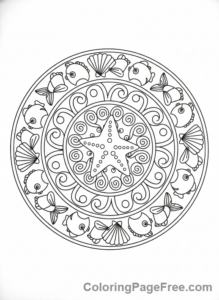Mandalas coloring page - Ocean waves mandala