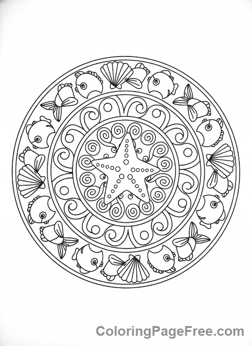 Mandalas coloring page - Ocean waves mandala