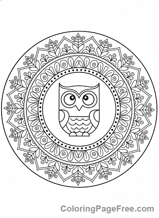 Mandalas coloring page - Owl mandala design