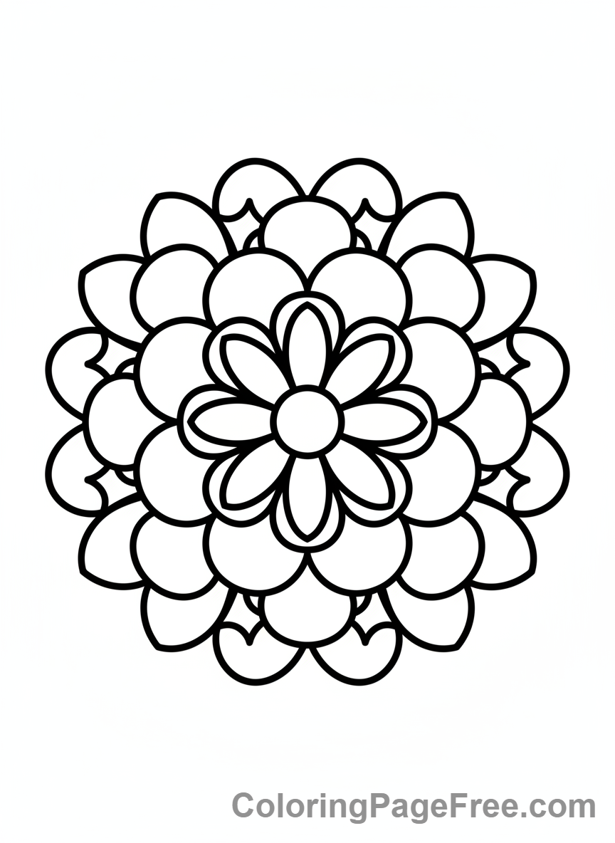 Mandalas coloring page - Simple beginner mandala