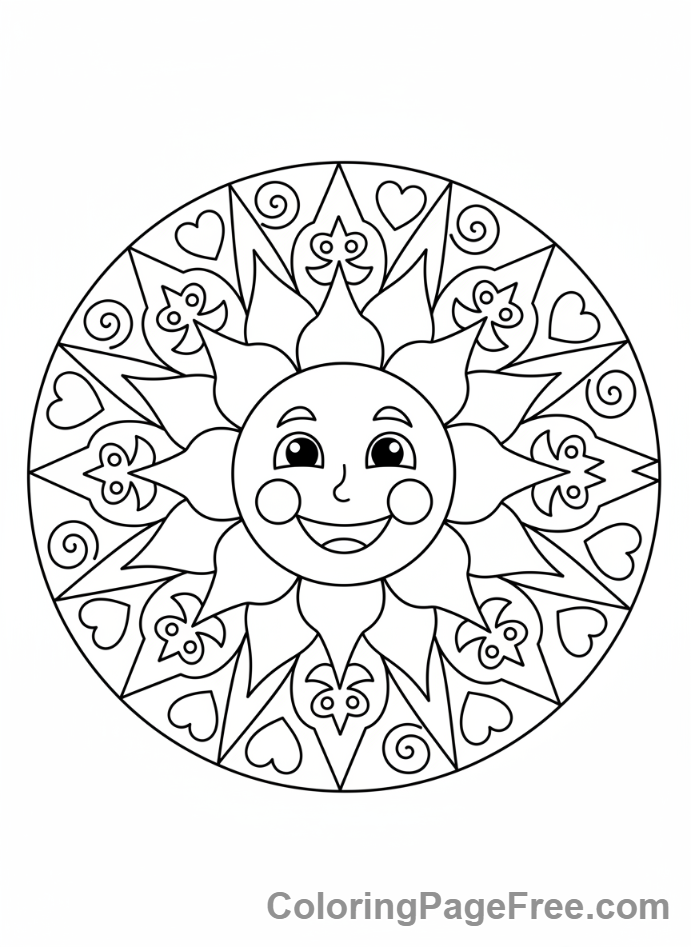Mandalas coloring page - Sunny rays mandala