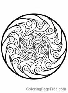 Mandalas coloring page - Swirling lines mandala