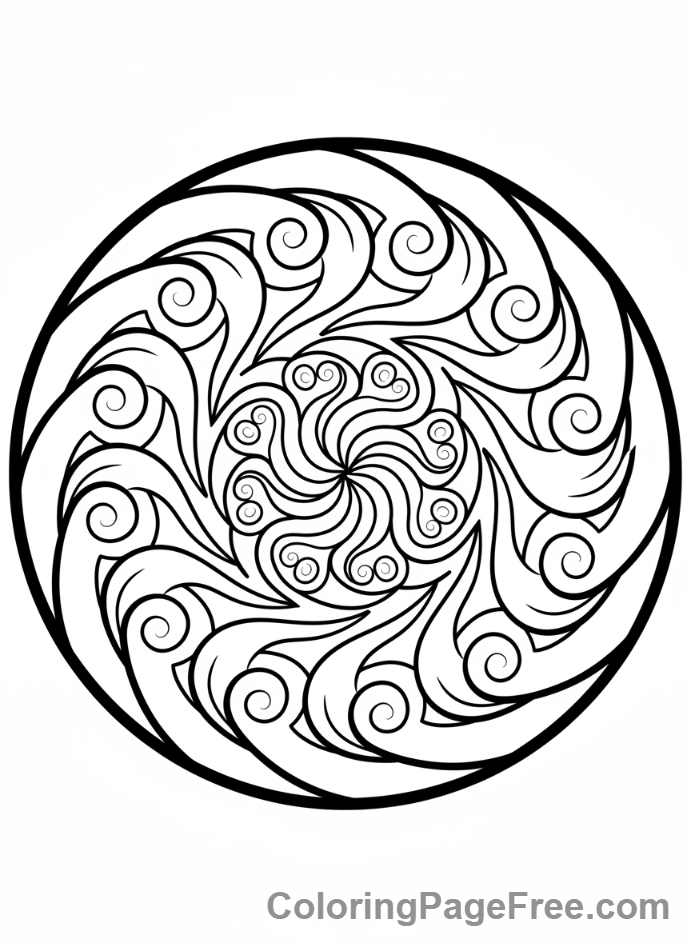 Mandalas coloring page - Swirling lines mandala