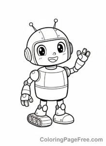 Manga coloring page - Friendly robot standing