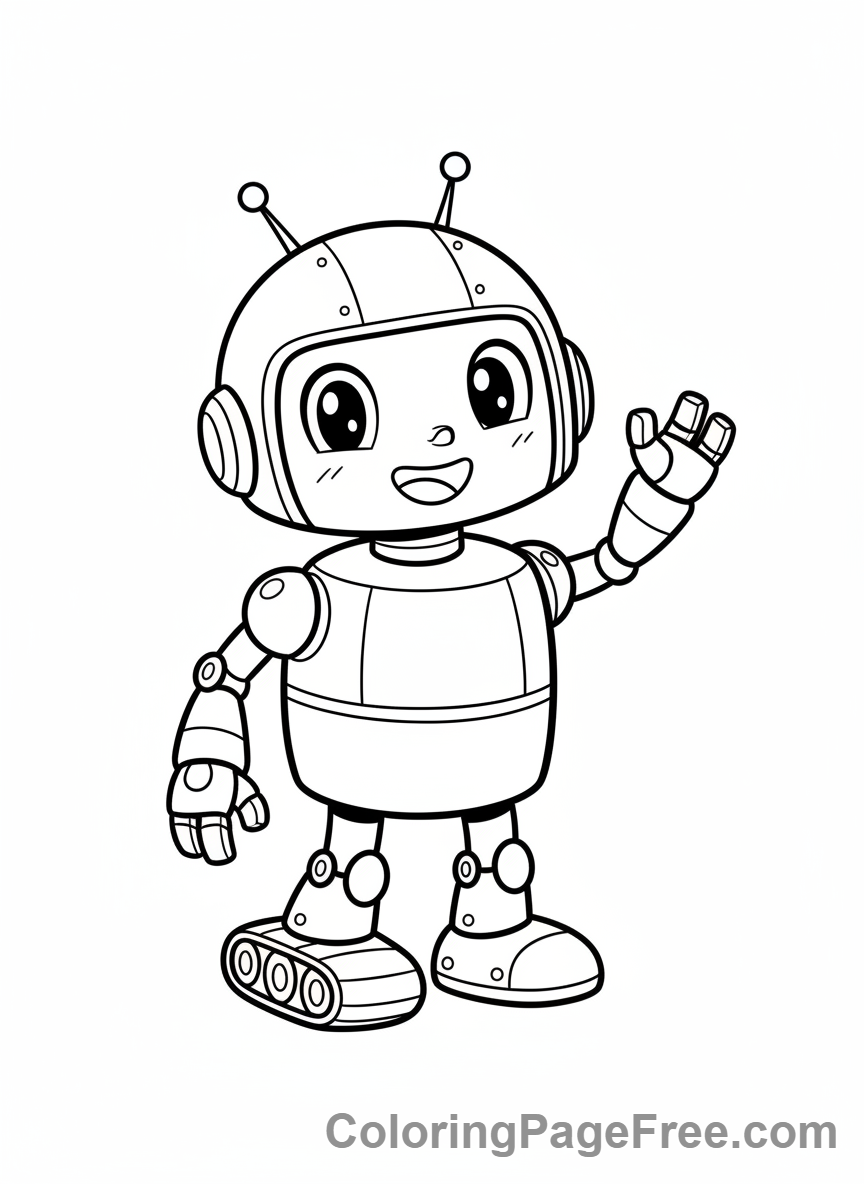 Manga coloring page - Friendly robot standing