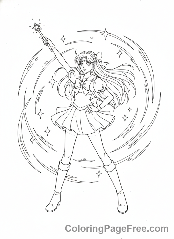 Manga coloring page - Magical girl posing
