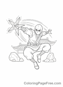 Manga coloring page - Manga ninja action