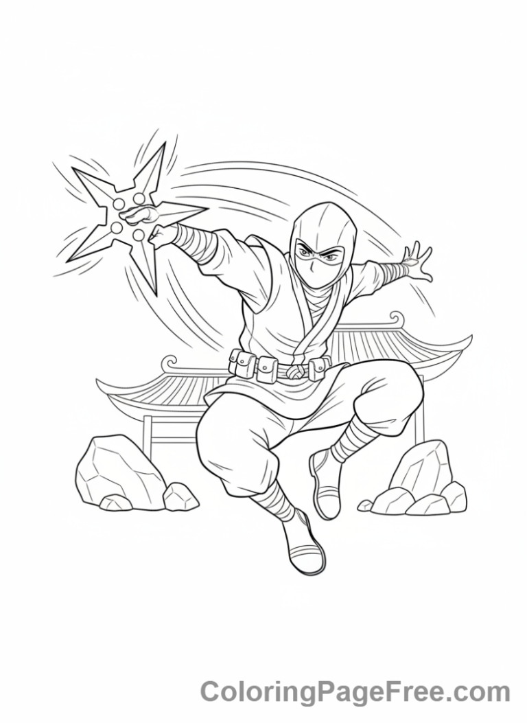 Manga coloring page - Manga ninja action