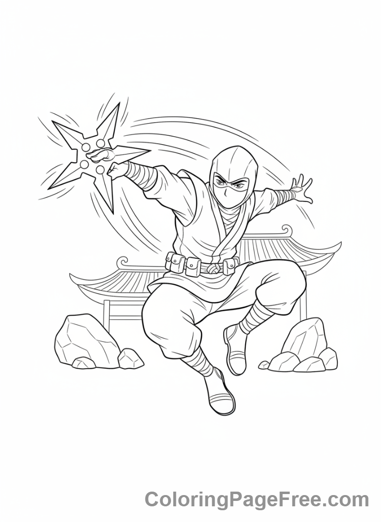 Manga coloring page - Manga ninja action