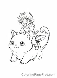 Manga coloring page - Riding fantasy creature