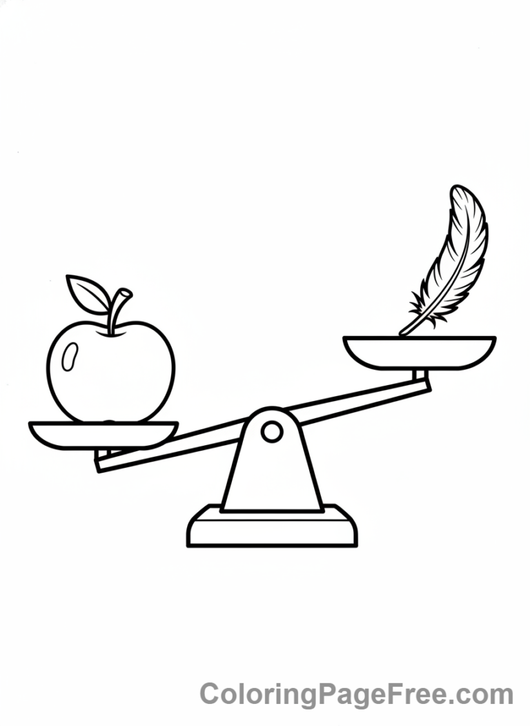 Math coloring page - Balance scale objects