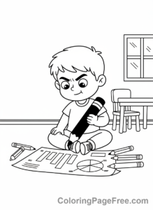 Math coloring page - Child making graph