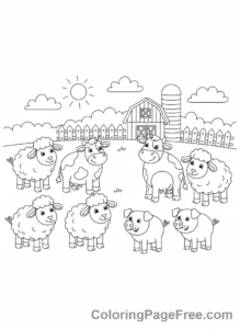 Math coloring page - Counting animals field