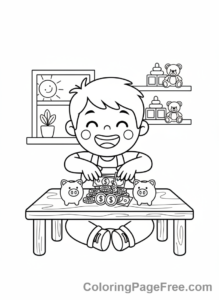Math coloring page - Counting money game