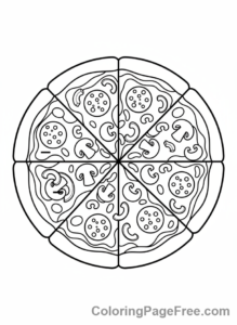 Math coloring page - Fraction pizza slices