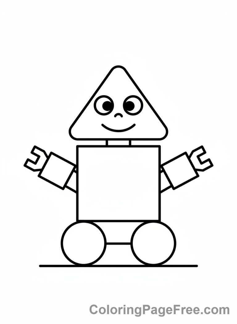 Math coloring page - Geometric shape robot