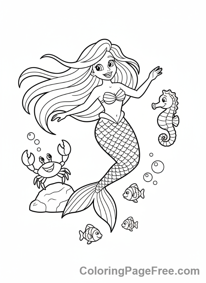 Mermaid coloring page - Mermaid dancing friends