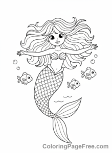 Mermaid coloring page - Mermaid swimming peacefully