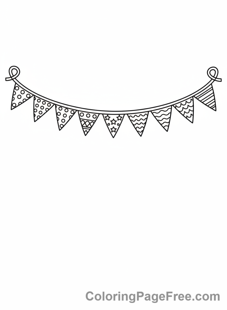 Mexican Flag coloring page - Festive flag banner