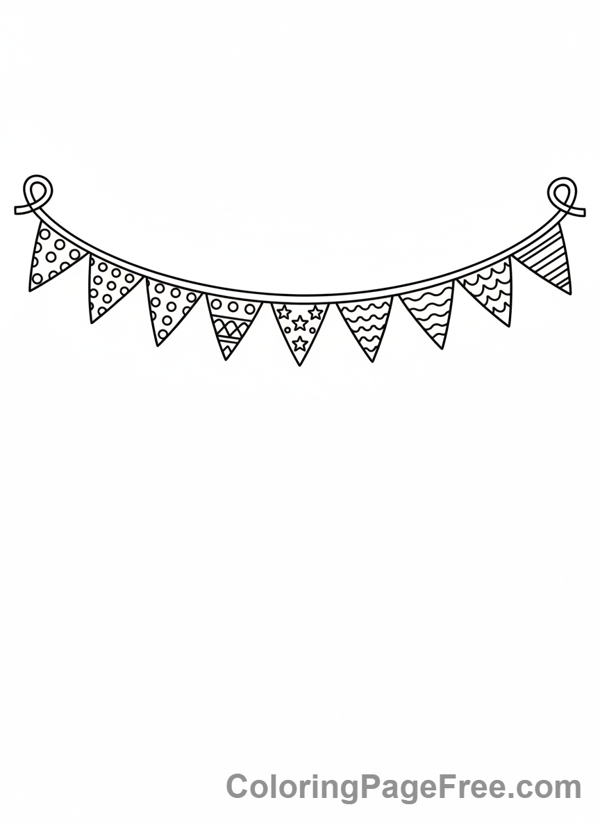 Mexican Flag coloring page - Festive flag banner