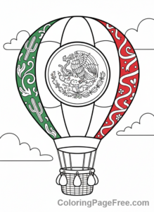 Mexican Flag coloring page - Hot air balloon flag