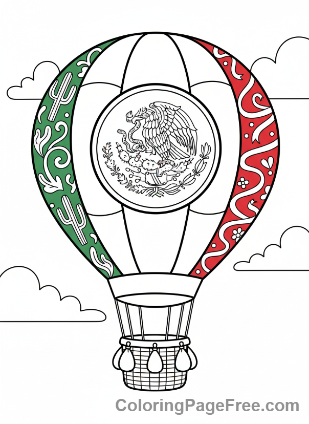 Mexican Flag coloring page - Hot air balloon flag