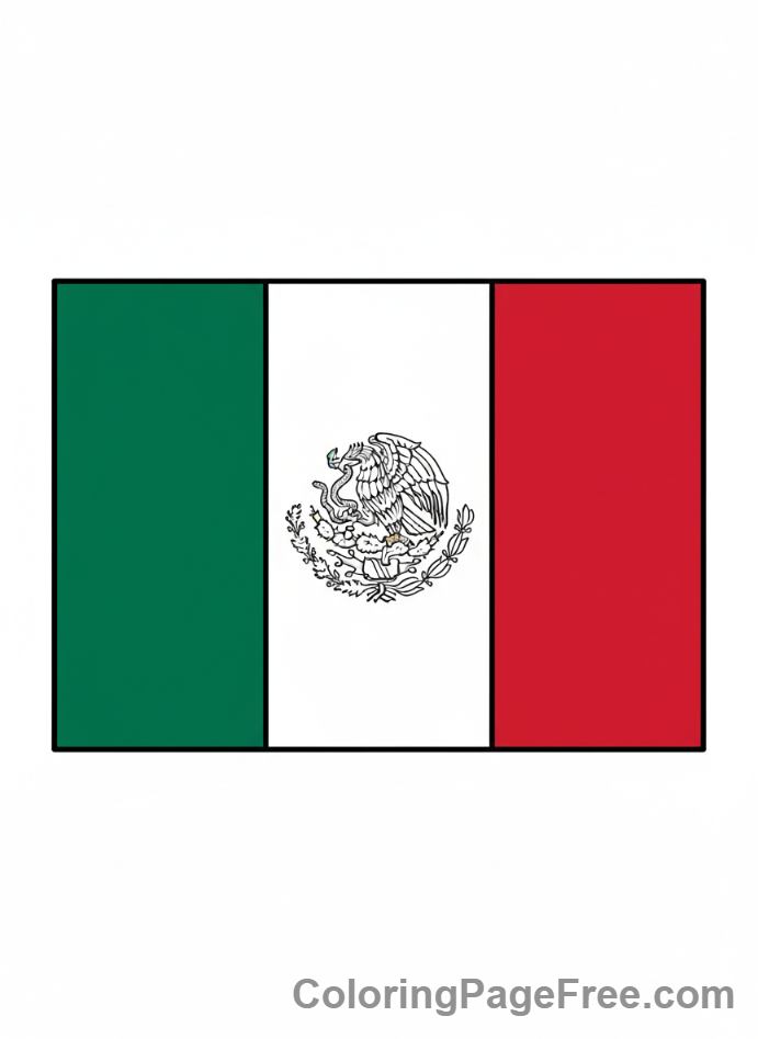 Mexican Flag coloring page - Mexican flag basic