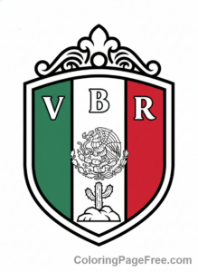 Mexican Flag coloring page - Mexican flag shield