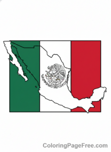 Mexican Flag coloring page - Mexico map flag