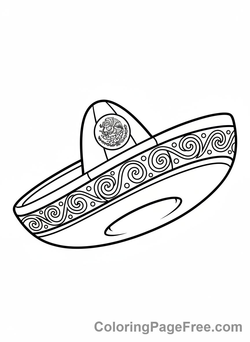 Mexican Flag coloring page - Sombrero flag design