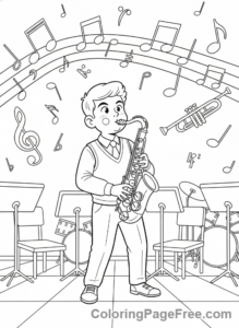 Middle School coloring page - Band Class Saxophone