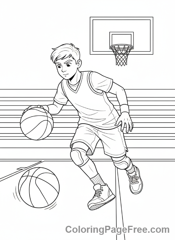 Middle School coloring page - Basketball Practice
