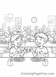 Middle School coloring page - Cafeteria Lunch Friends