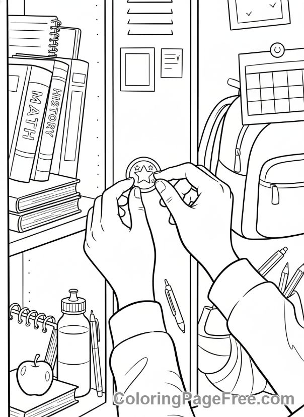 Middle School coloring page - Decorating Lockers