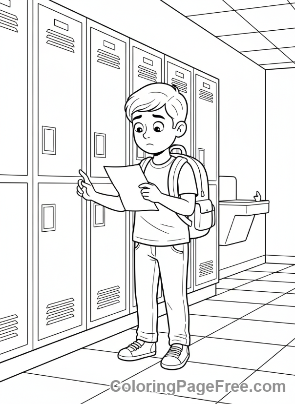 Middle School coloring page - First Day Jitters