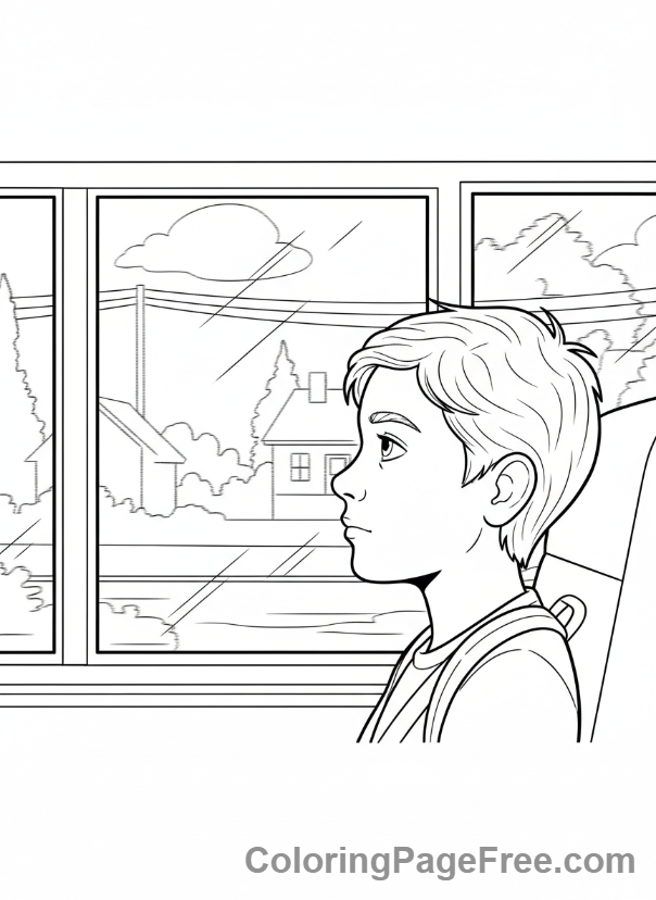 Middle School coloring page - School Bus Window