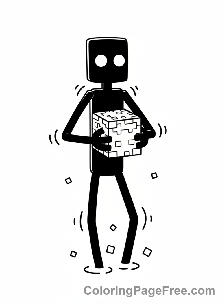Minecraft coloring page - Enderman teleporting blocks