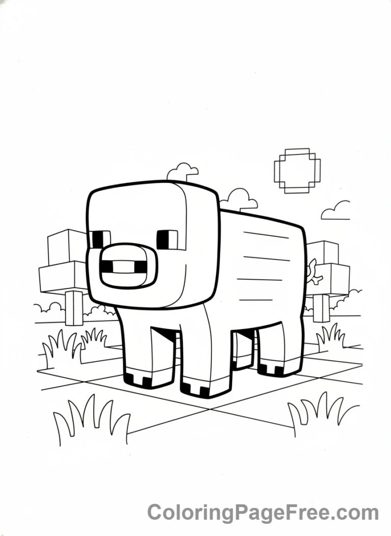 Minecraft coloring page - Friendly Minecraft pig
