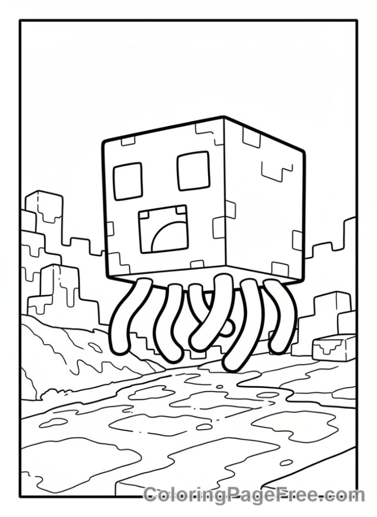 Minecraft coloring page - Ghast in Nether