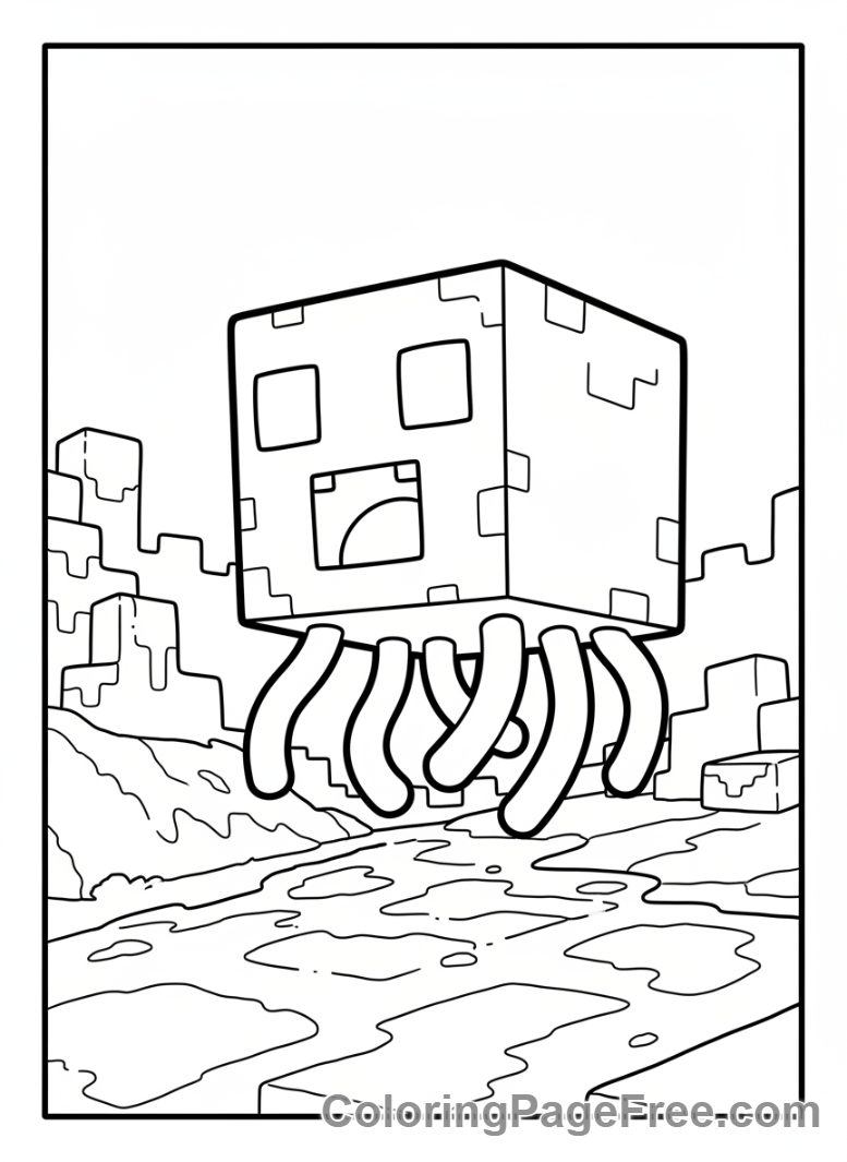 Minecraft coloring page - Ghast in Nether