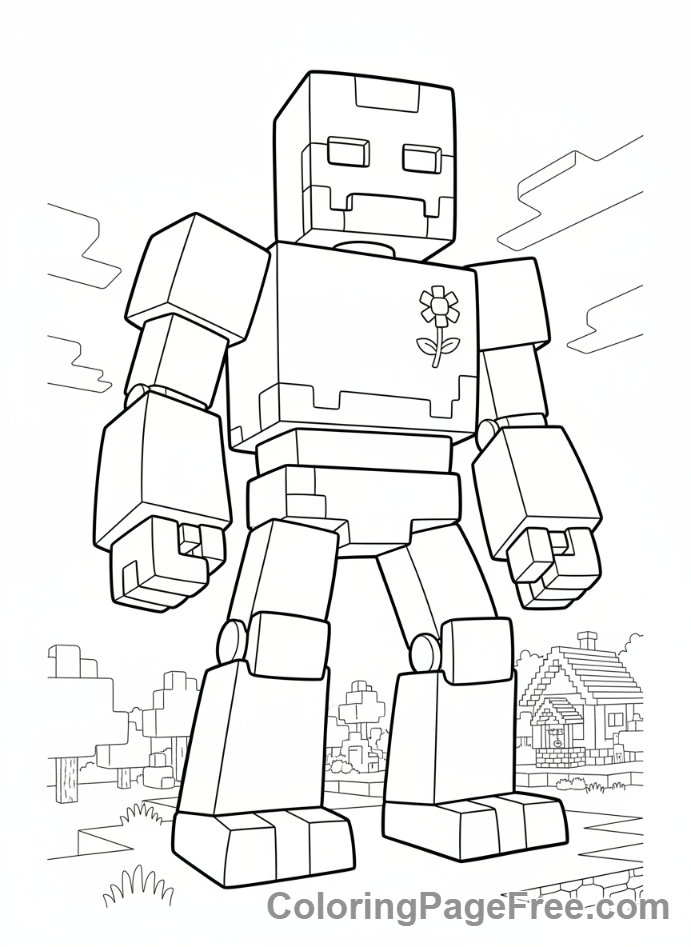 Minecraft coloring page - Iron Golem guarding