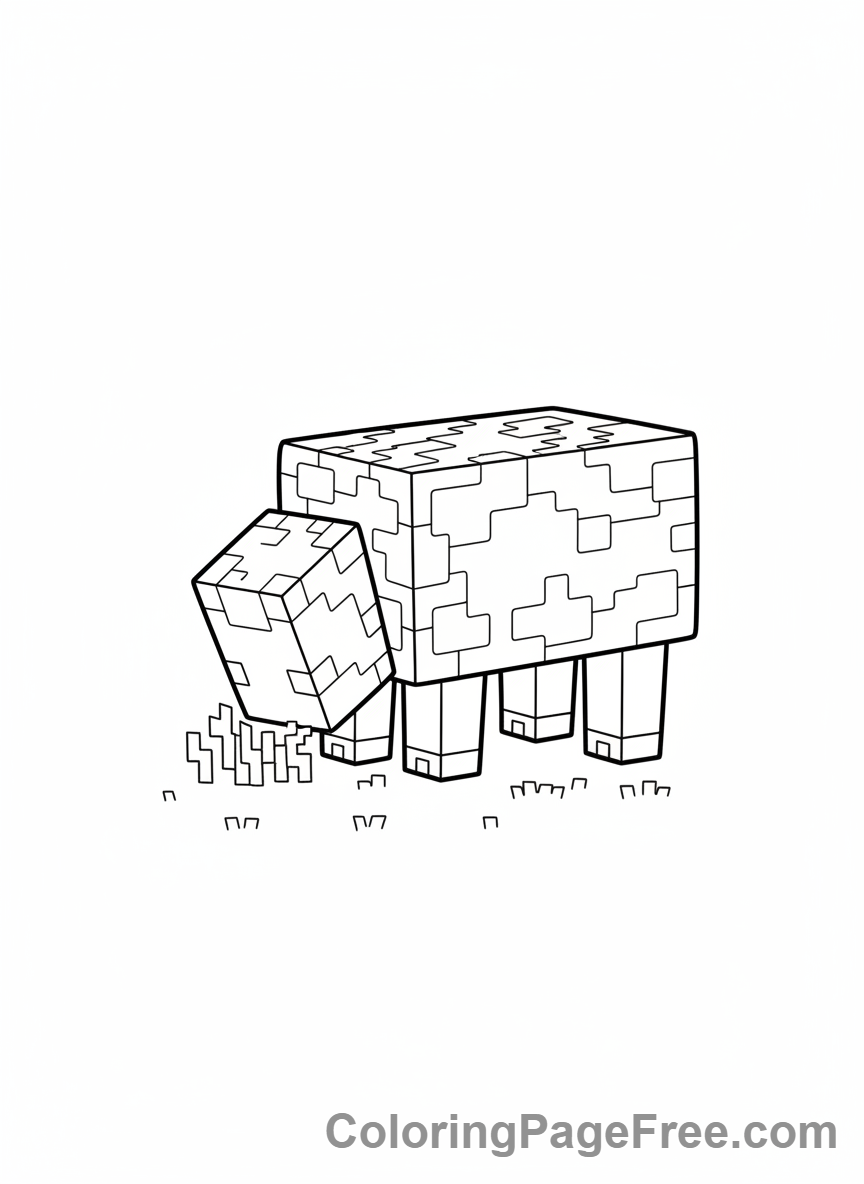 Minecraft coloring page - Sheep grazing grass