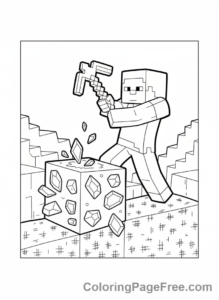 Minecraft coloring page - Steve mining diamond