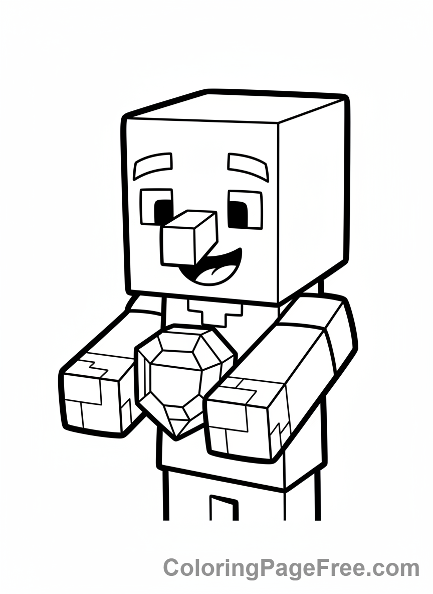 Minecraft coloring page - Villager trading emerald
