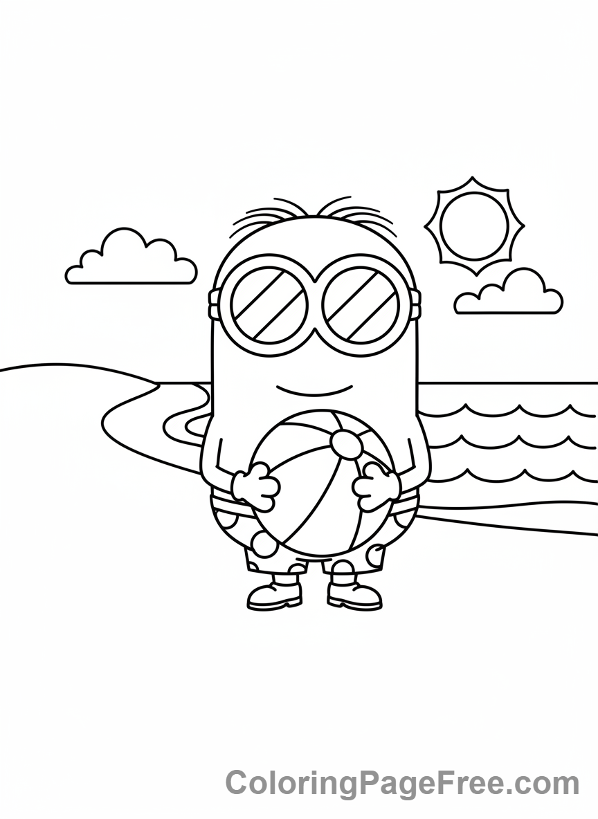 Minions coloring page - Minion Beach Vacation