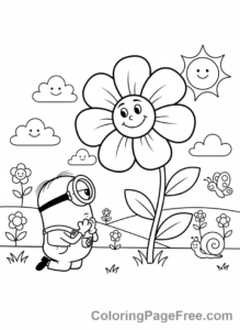 Minions coloring page - Minion By Flowers