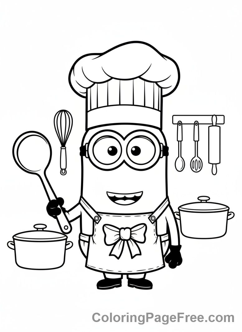 Minions coloring page - Minion Chef Hat