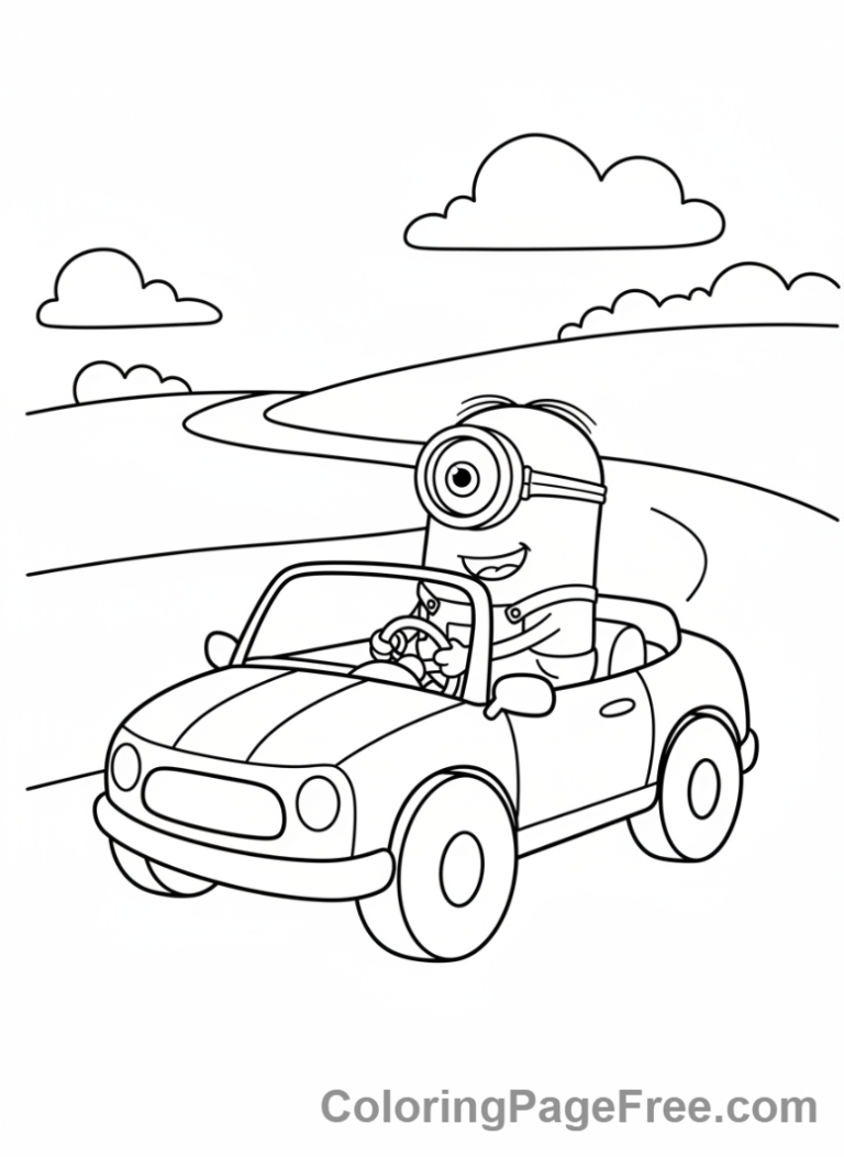 Minions coloring page - Minion Driving Car
