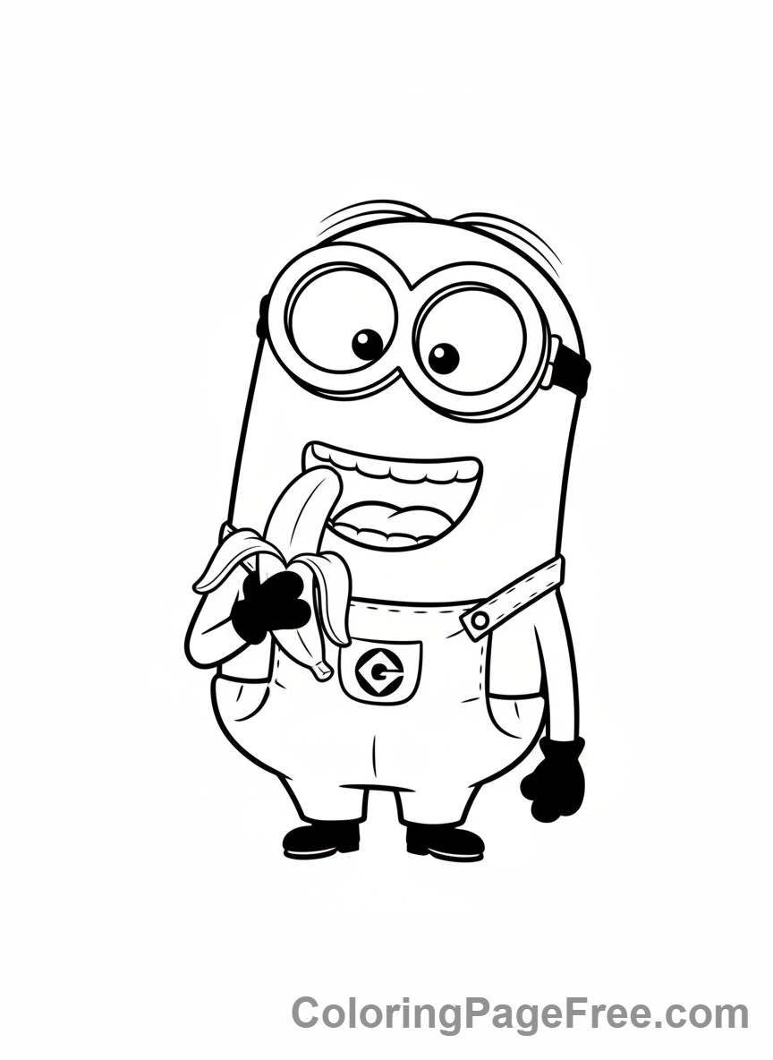 Minions coloring page - Minion Eating Banana
