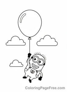 Minions coloring page - Minion Flying Balloon